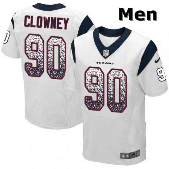 Men Nike Houston Texans 90 Jadeveon Clowney Elite White Road Drift Fashion NFL Jersey